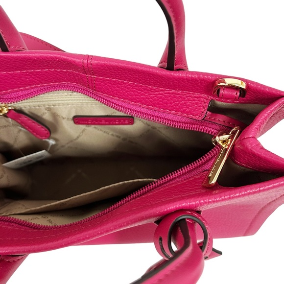 Michael Kors Small Top Zip Tote Crossbody Hot Pink Leather Logo - Picture 2 of 4